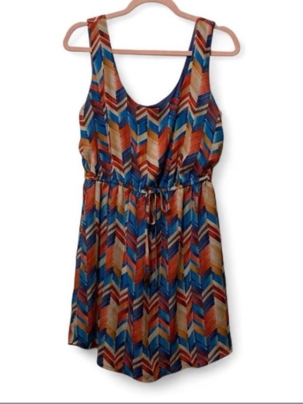 Rue21 Y2K Fairycore Chevron Print Tank Dress in Blue & Orange